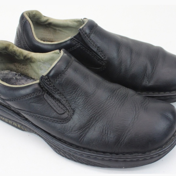 Men's MERRELL Casual Shoes Black Leather Size 11.5 - Picture 3 of 16
